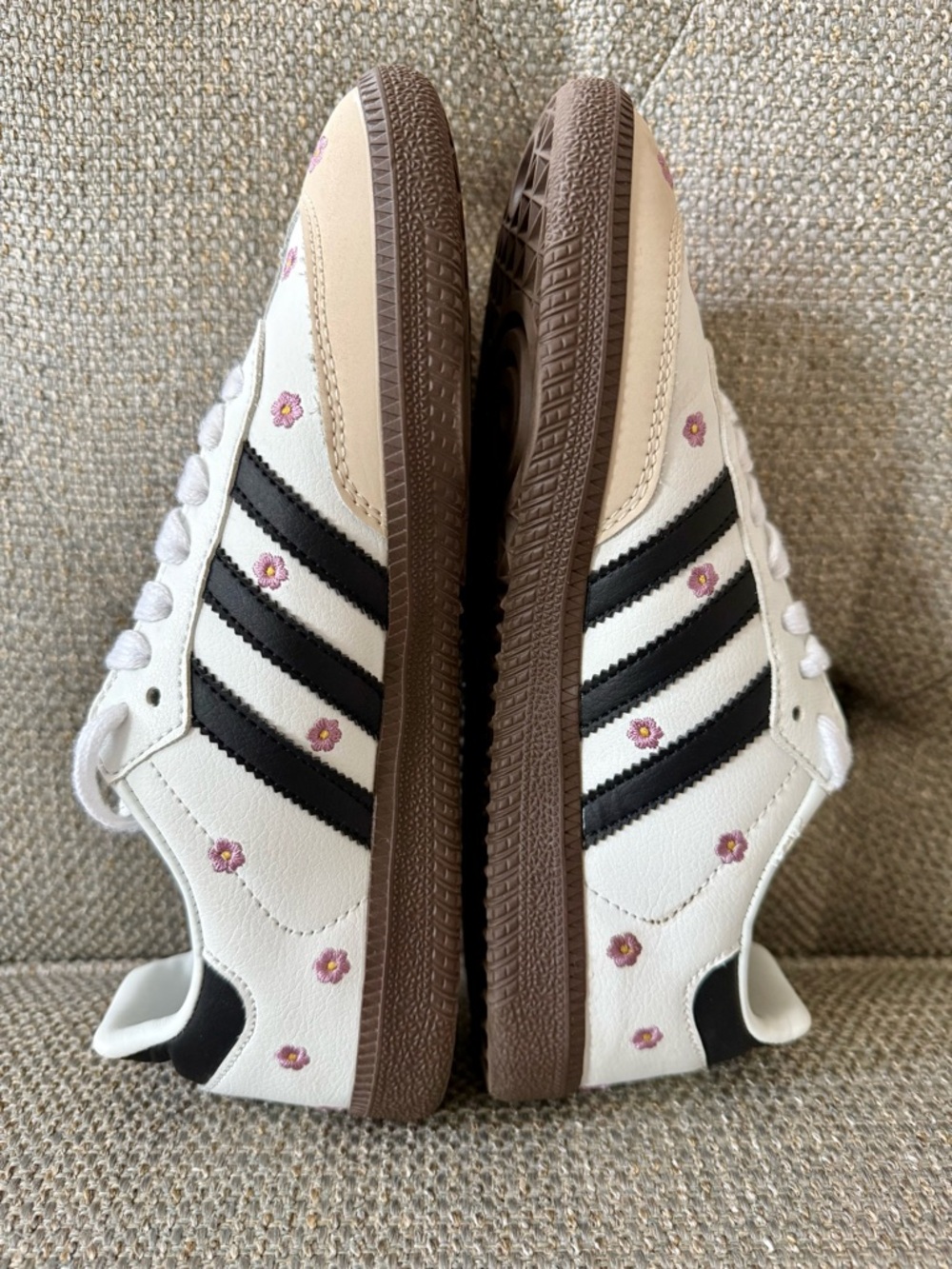 adidas Samba White with Black Stripes and Brown Sole - Picture 5 of 9